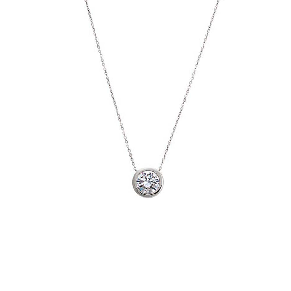 Lab Grown Diamond Solitaire Bezel Necklace 14K