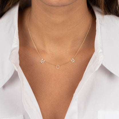 Diamond Pave Mom Necklace 14K