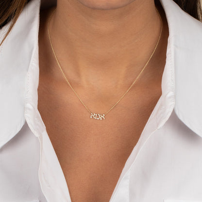 Diamond Ima Nameplate Necklace 14K