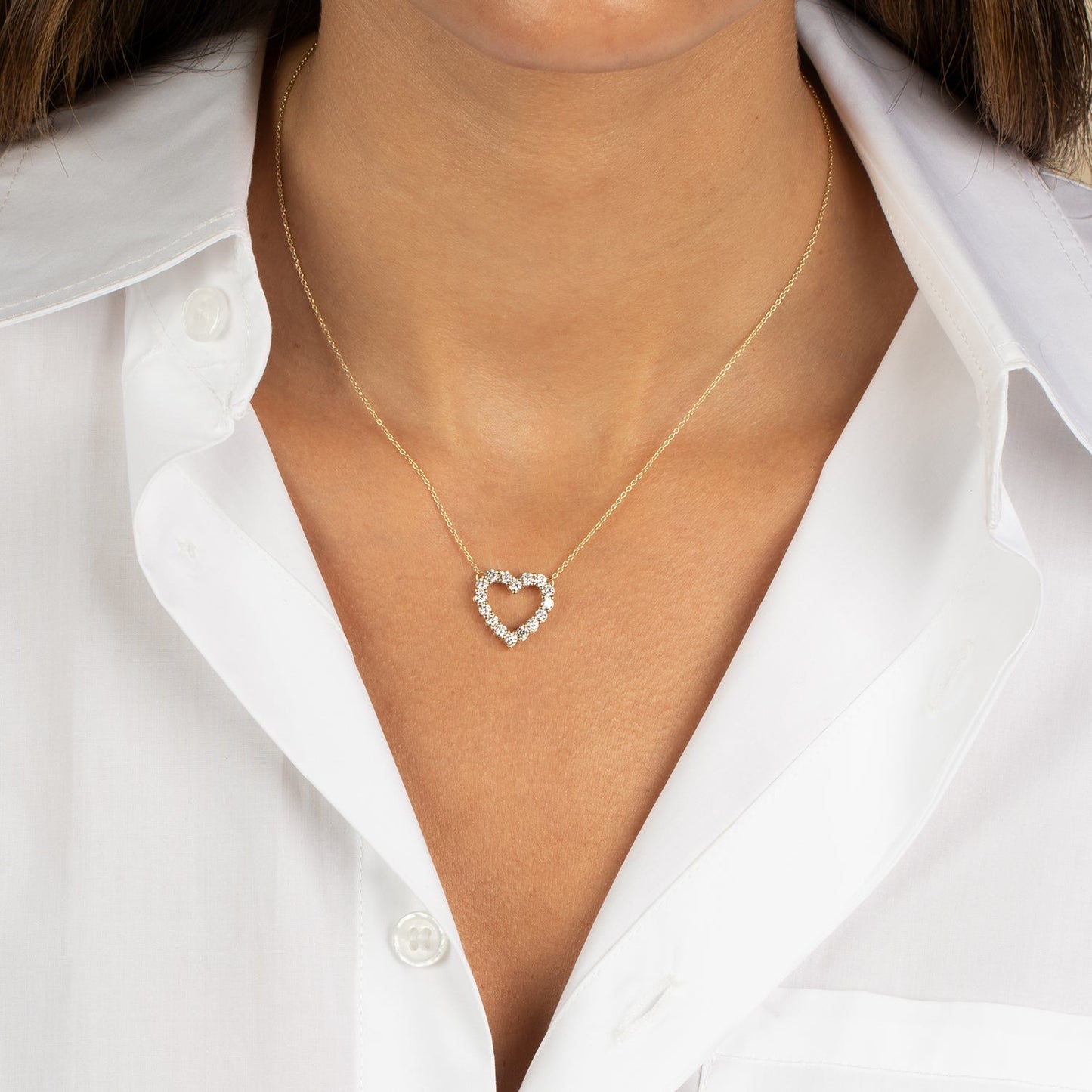 Lab Grown Diamond Cut Out Heart Necklace 14K