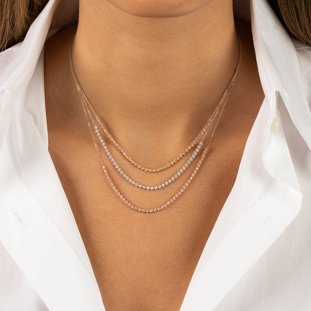 Diamond Thin Half Tennis Necklace 14K