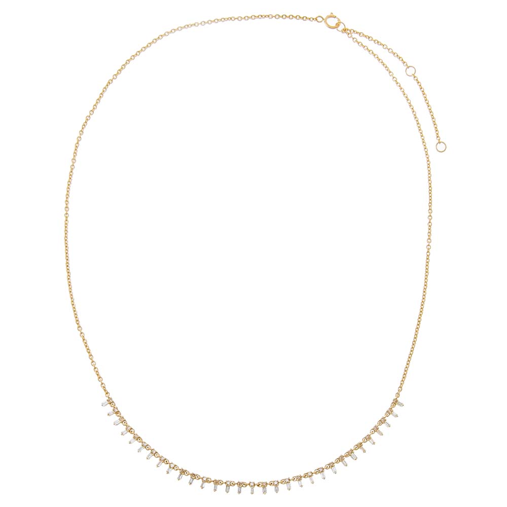 Diamond Round X Baguette Tennis Choker 14K