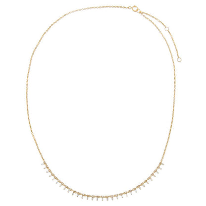 Diamond Round X Baguette Tennis Choker 14K