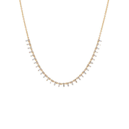 Diamond Round X Baguette Tennis Choker 14K