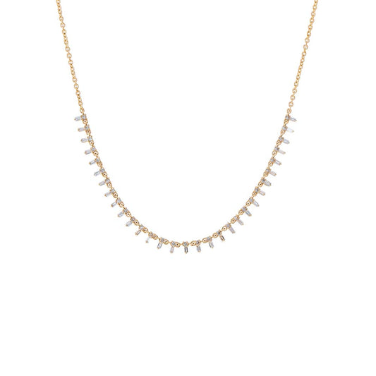 Diamond Round X Baguette Tennis Choker 14K