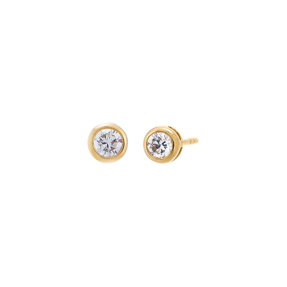 Lab Grown Diamond Solitaire Bezel Stud Earring 14K