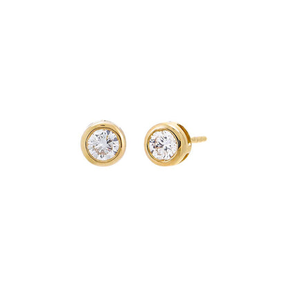 Lab Grown Diamond Solitaire Bezel Stud Earring 14K