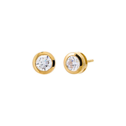 Lab Grown Diamond Solitaire Bezel Stud Earring 14K