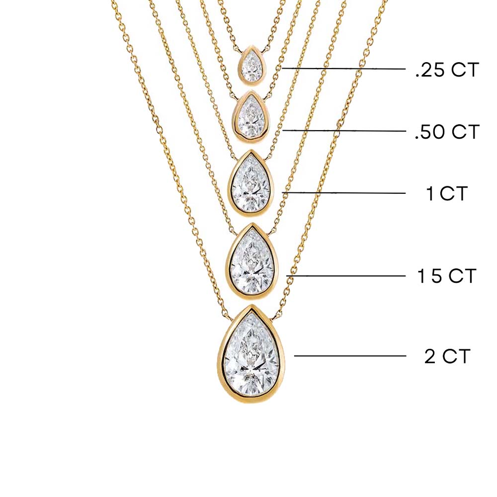 Lab Grown Diamond Pear Bezel Necklace 14K