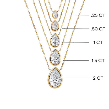 Lab Grown Diamond Pear Bezel Necklace 14K