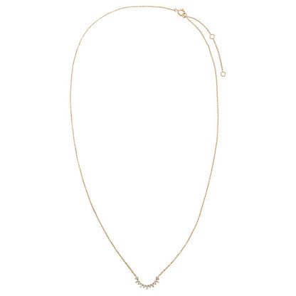 Diamond Baguette X Solitaire Curved Bar Necklace 14K