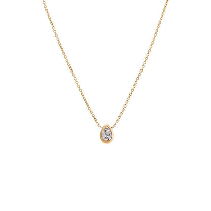 Lab Grown Diamond Pear Bezel Necklace 14K