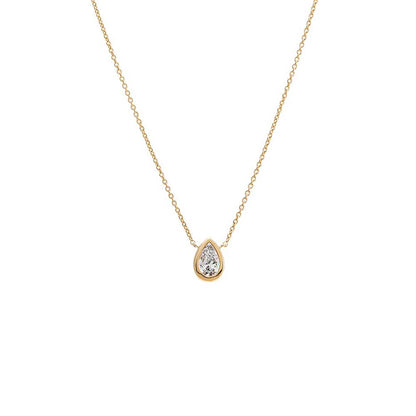 Lab Grown Diamond Pear Bezel Necklace 14K