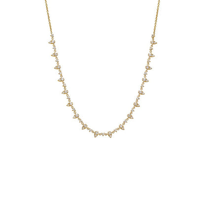 Diamond Pear X Solitaire Ilusion Tennis Necklace 14K