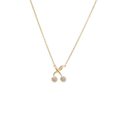 Diamond Pave Cherry Pendant Necklace 14K