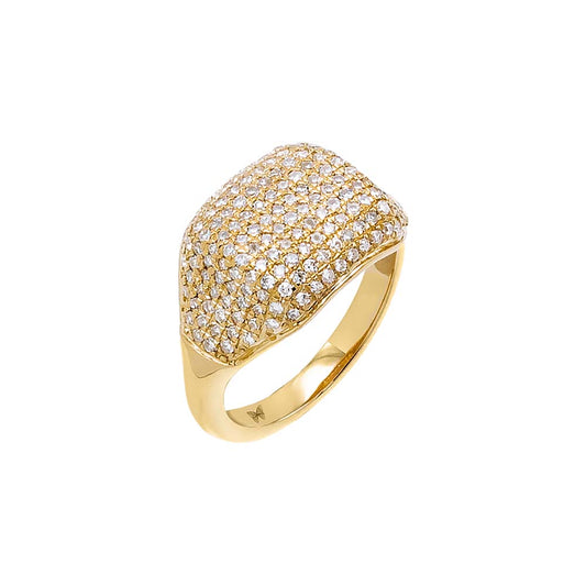 Diamond Pave Signet Pinky Ring 14K