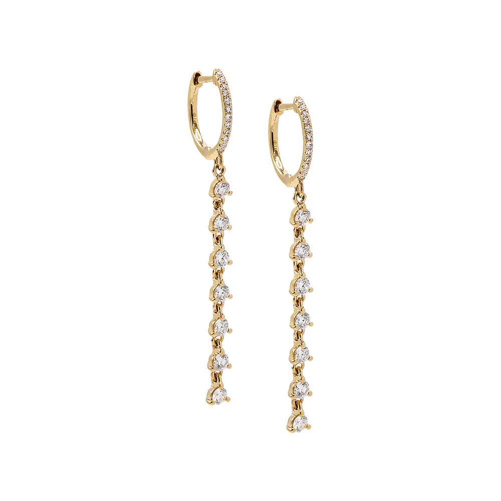 Diamond Dangling Drop Huggie Earring 14K