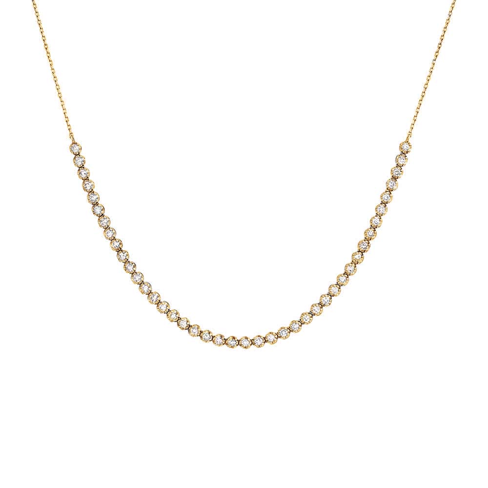 Diamond Thin Half Tennis Necklace 14K