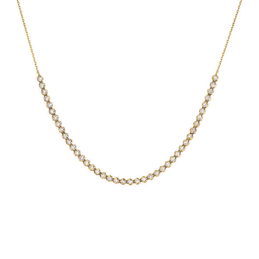 Diamond Thin Half Tennis Necklace 14K