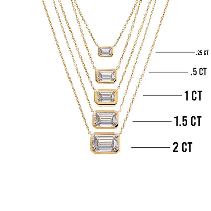 Lab Grown Diamond Emerald Bezel Necklace 14K