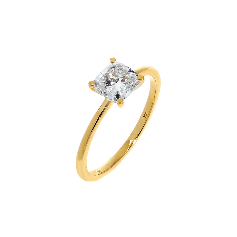 Lab Grown Diamond Cushion Cut Engagement Ring 14K