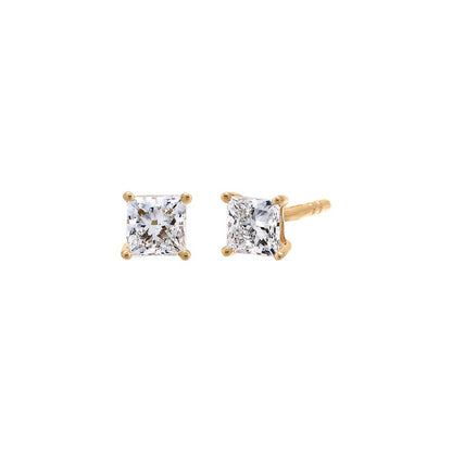 Lab Grown Diamond Princess Cut Four Prong Stud Earring 14K