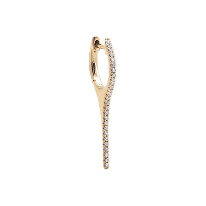 Diamond Pave Elongated Spike Huggie Earring 14K