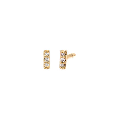 Diamond Mini Pave Bar Stud Earring 14K