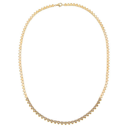 Diamond Bezel Heart Tennis Necklace 14K