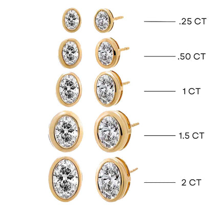 Lab Grown Diamond Oval Bezel Stud Earring 14K