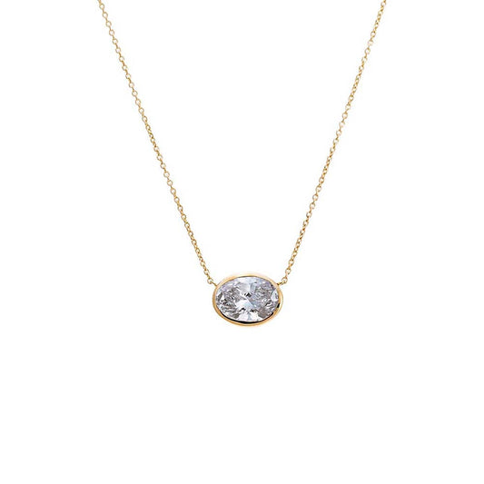 Lab Grown Diamond Oval Bezel Necklace 14K