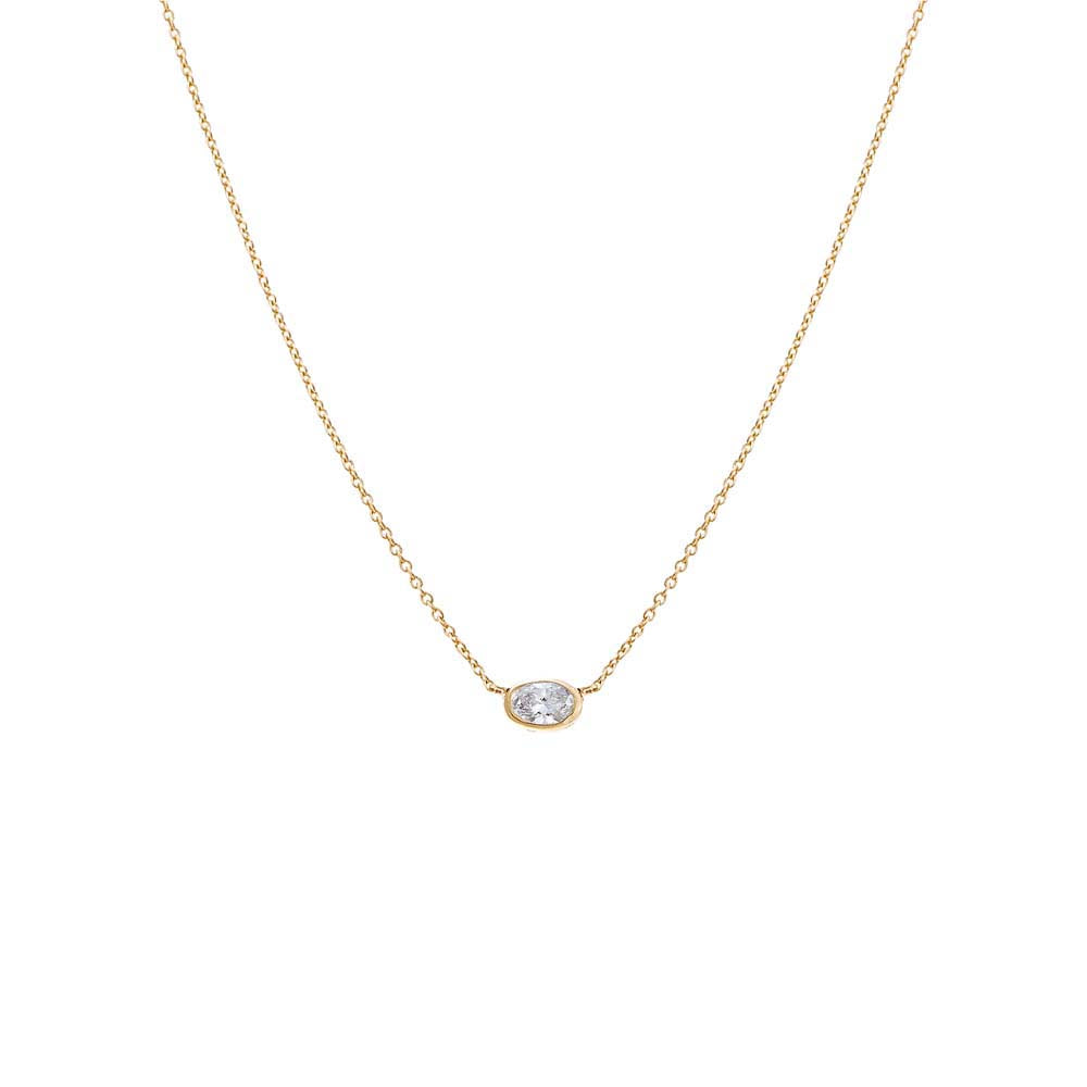 Lab Grown Diamond Oval Bezel Necklace 14K