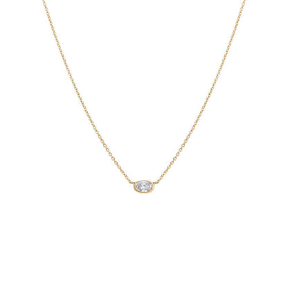 Lab Grown Diamond Oval Bezel Necklace 14K