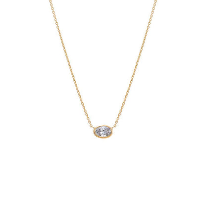 Lab Grown Diamond Oval Bezel Necklace 14K