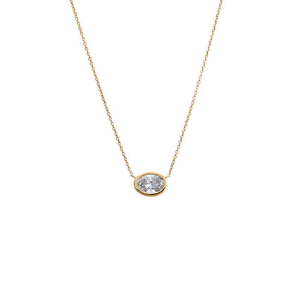 Lab Grown Diamond Oval Bezel Necklace 14K