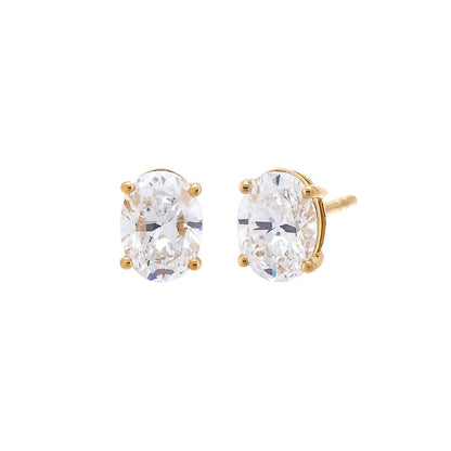 Lab Grown Diamond Oval Four Prong Stud Earring 14K