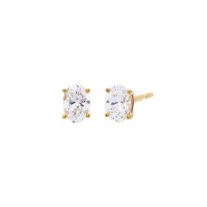 Lab Grown Diamond Oval Four Prong Stud Earring 14K