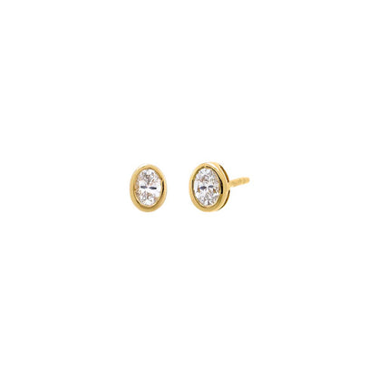 Lab Grown Diamond Oval Bezel Stud Earring 14K