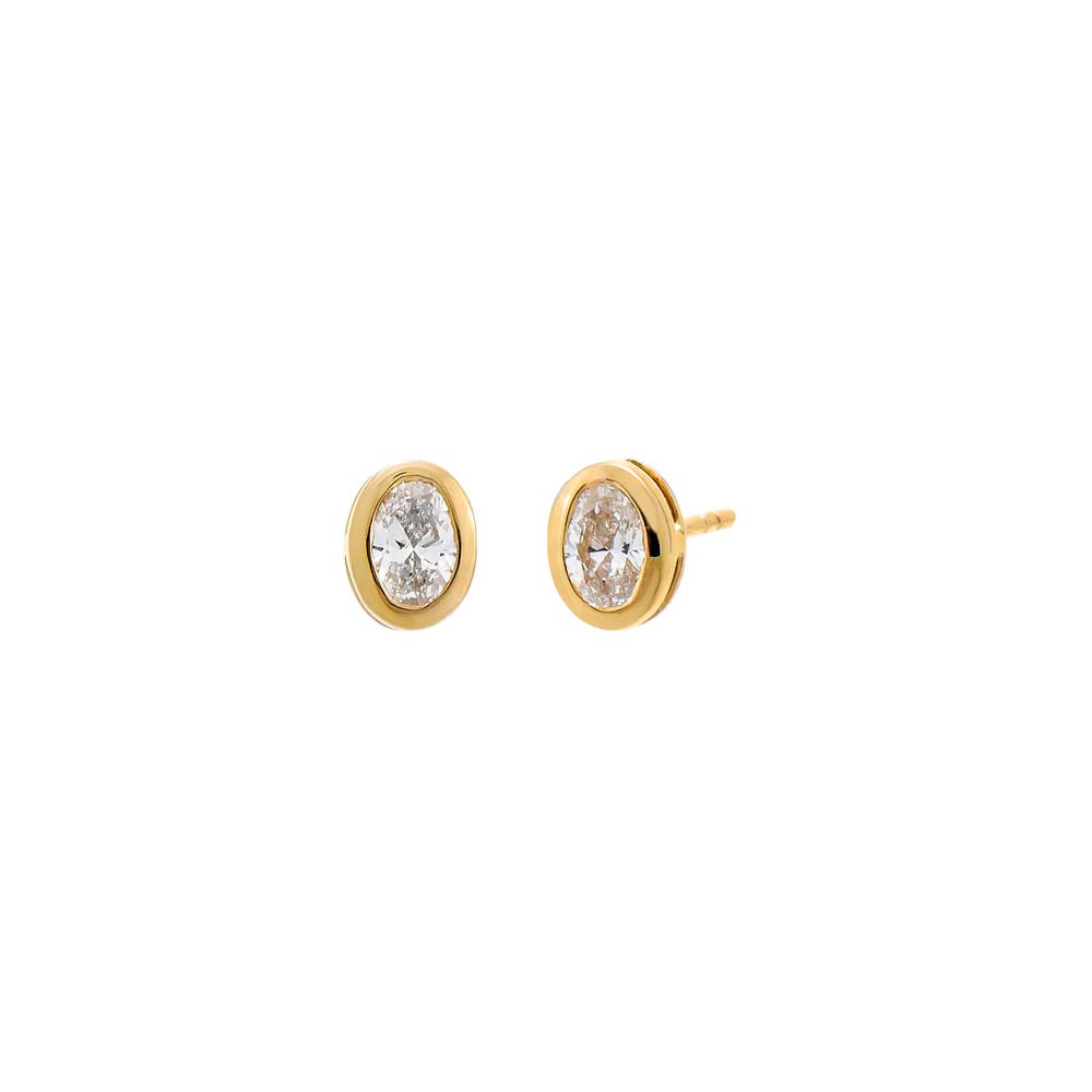 Lab Grown Diamond Oval Bezel Stud Earring 14K