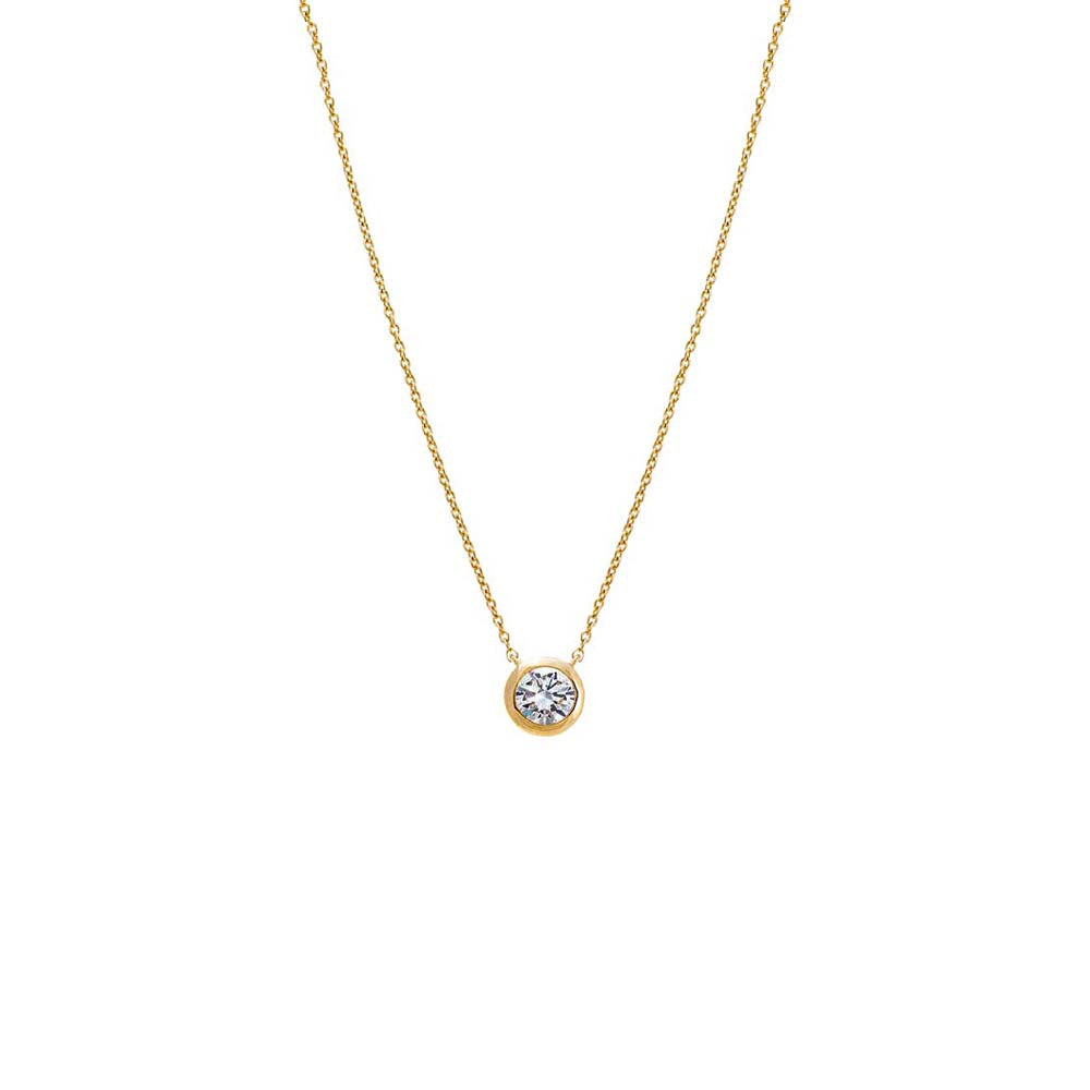 Lab Grown Diamond Solitaire Bezel Necklace 14K