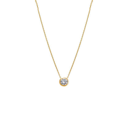 Lab Grown Diamond Solitaire Bezel Necklace 14K