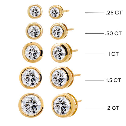 Lab Grown Diamond Solitaire Bezel Stud Earring 14K