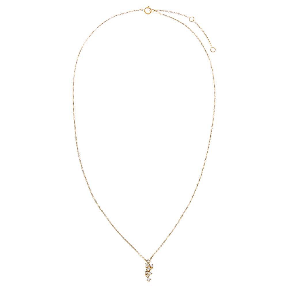 Diamond Clustered Pendant Necklace 14K