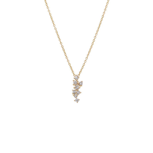 Diamond Clustered Pendant Necklace 14K