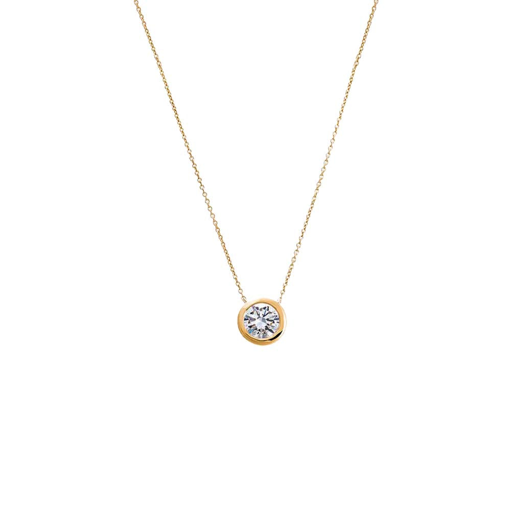 Lab Grown Diamond Solitaire Bezel Necklace 14K