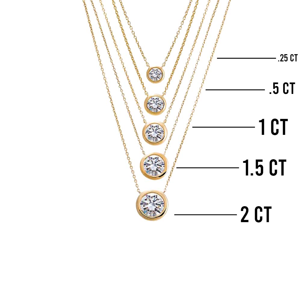 Lab Grown Diamond Solitaire Bezel Necklace 14K