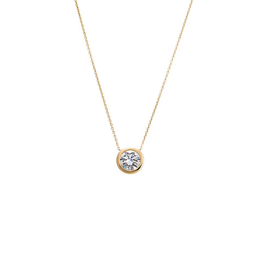 Lab Grown Diamond Solitaire Bezel Necklace 14K