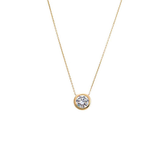 Lab Grown Diamond Solitaire Bezel Necklace 14K