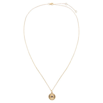 Diamond Evil Eye Disc Pendant Necklace 14K