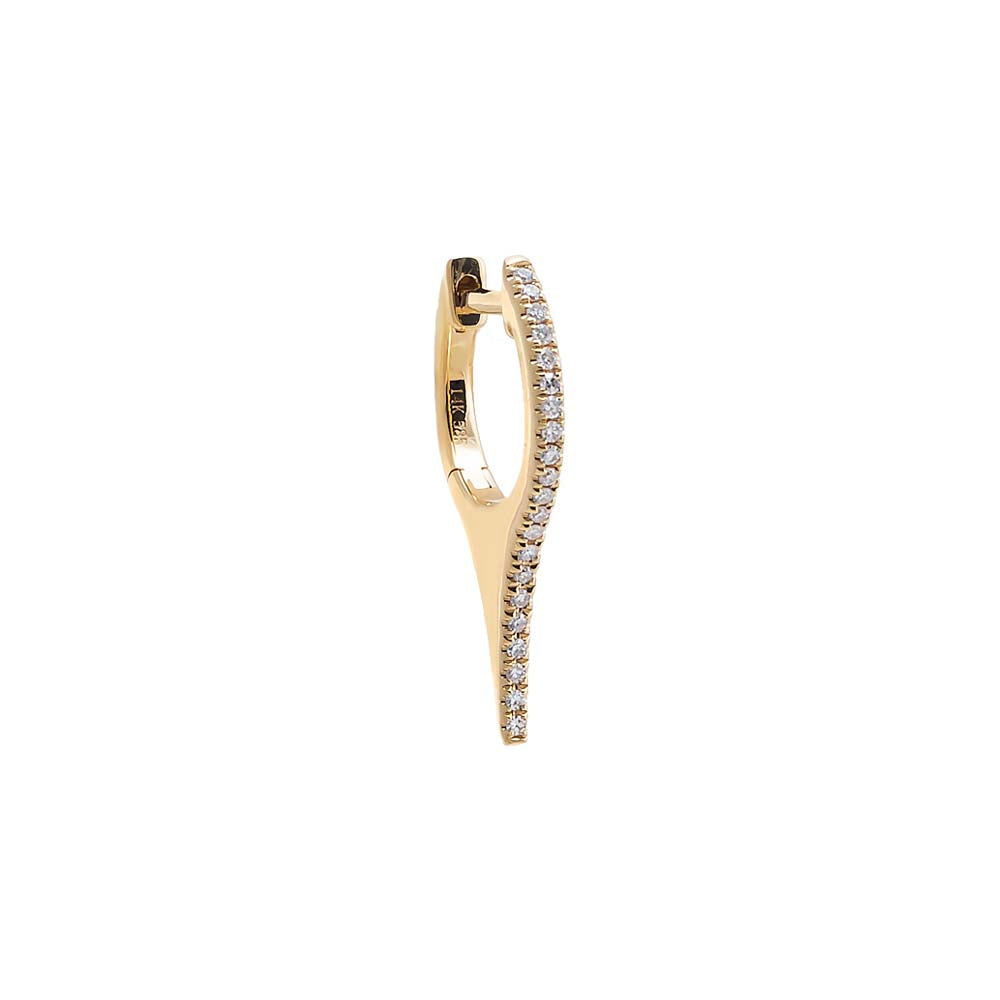 Diamond Pave Elongated Spike Huggie Earring 14K